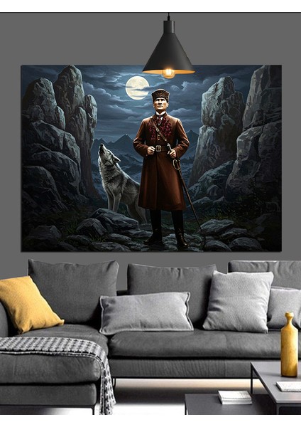 Kayalıklar Arasında Atatürk Silüeti Dekoratif Kanvas - Mdf Ahşap Tablo indirimleri