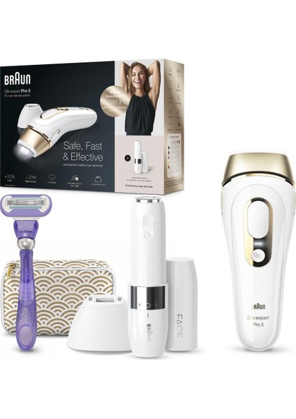 Silk·expert PL5139 Yeni Nesil IPL Epilasyon Cihazı 400.000 Atım ve Braun FS1000 Yüz İçin Mini Düzeltici