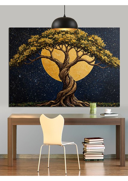 Ay Işığında Büyük Ağaç Dekoratif Kanvas - Mdf Ahşap Tablo fiyatları