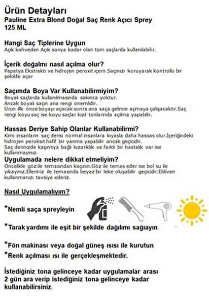 Extra Blond Doğal Saç Renk Açıcı Sprey 125 ml 3lü Paket modelleri