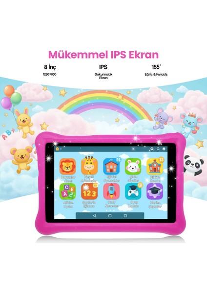 NPK01PRO 8" 1280X800 IPS Ekran 4gb 64GB ANDROID14 A523 2.0ghz Antişok Kılıf Çocuk Tableti modelleri