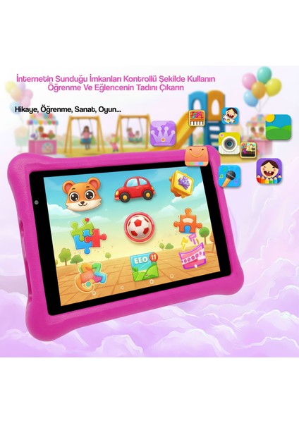 NPK01PRO 8" 1280X800 IPS Ekran 4gb 64GB ANDROID14 A523 2.0ghz Antişok Kılıf Çocuk Tableti fırsatları