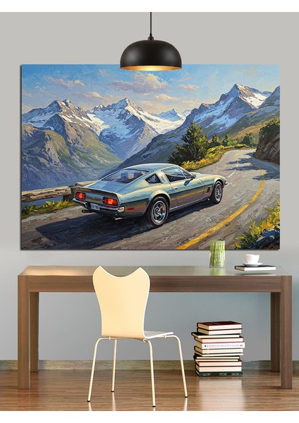 Dağ Yolunda Klasik Araba Dekoratif Kanvas - Mdf Ahşap Tablo indirimleri