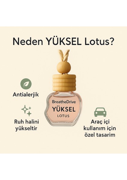 Yüksel – Lotus - Hipoalerjenik Duygu Odaklı Oto Kokusu - Astim ve Allerji Dostu fiyatları