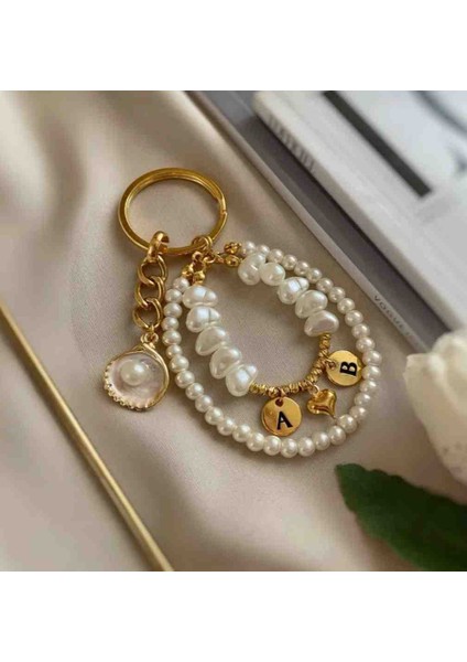 Istiridye Charm Ikı Harf Anahtarlık