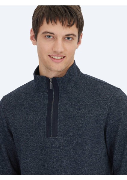 Lacivert Dik Yaka Çizgili Sweatshırt fırsatları