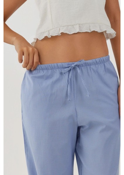 Kadın Arkası Kalp İşleme Detaylı Pötikareli Beli Lastikli Rahat Pantolon Çok Renkli fırsatları