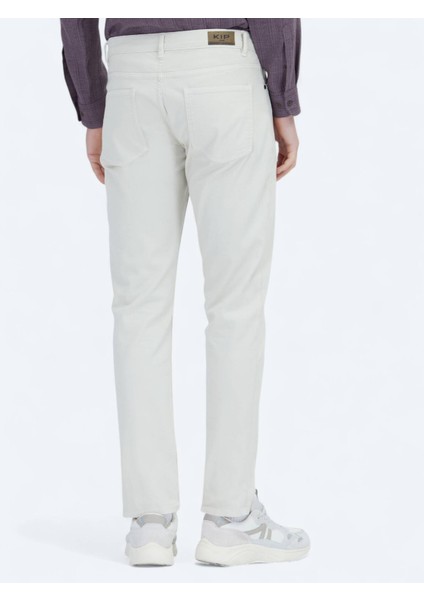 Ekru Düz Dokuma Slim Fit Casual Pamuk Karışımlı Pantolon fırsatları