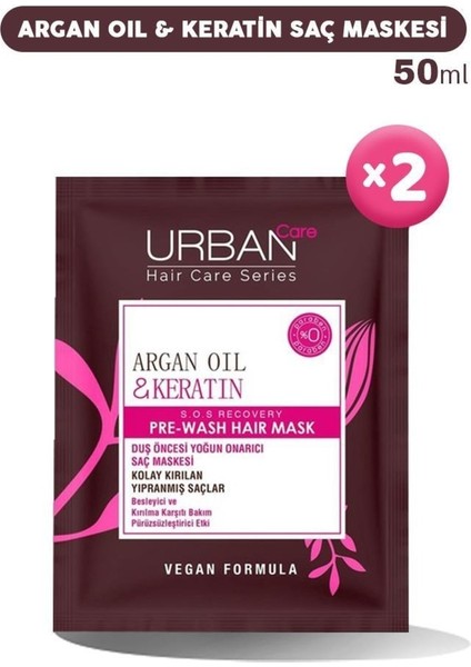Care Argan Oil & Keratin Saç Maskesi 50 ml 2 Adet