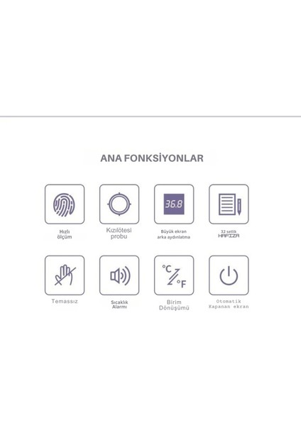 Dijital Temassız Ateş Ölçer Alından Vucut Termometre Nesne Sıcaklık Ölçer