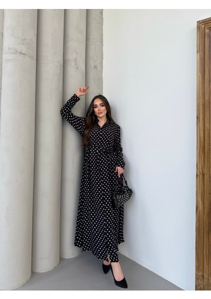 Siyah Puantiyeli Gömlek Elbise fiyatları