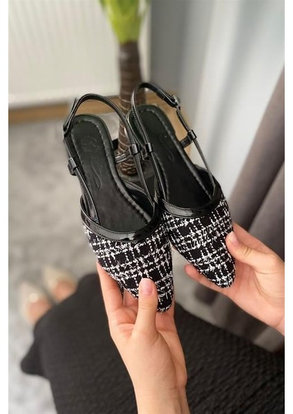 Kadın Siyah Keten Arkası Acık Sivri Burun Günlük Babet fırsatları