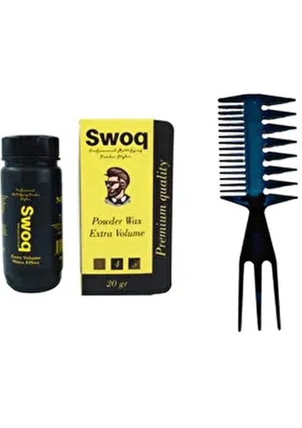 Saç Şekillendirici Pudra Wax No:2 20GR & Swoq Çatal Şekil Tarağı