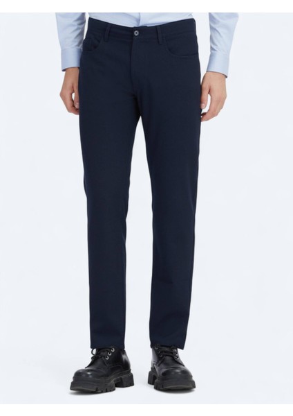 Lacivert Dokuma Slim Fit Casual Pantolon fiyatları