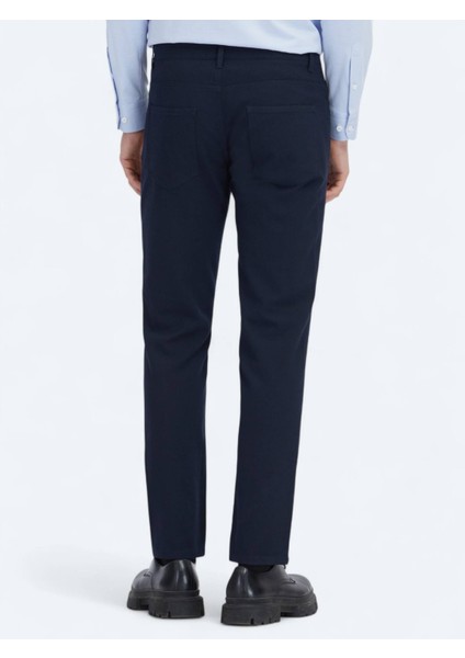 Lacivert Dokuma Slim Fit Casual Pantolon fırsatları