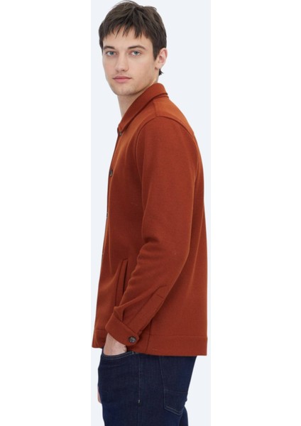 Kiremit Düz Regular Fit Yün Karışımlı Overshırt modelleri
