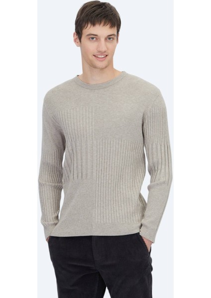 Vizon Bisiklet Yaka Jakarlı Triko Kazak