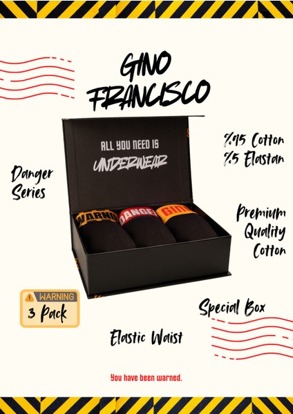 Danger Premium Kutulu 3'lü Erkek Boxer