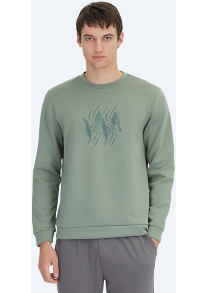 Mint Bisiklet Yaka Desenli Sweatshırt