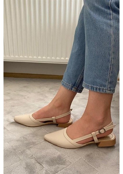 Kadın Bej Cilt Arkası Acık Sivri Burun Günlük Babet fırsatları