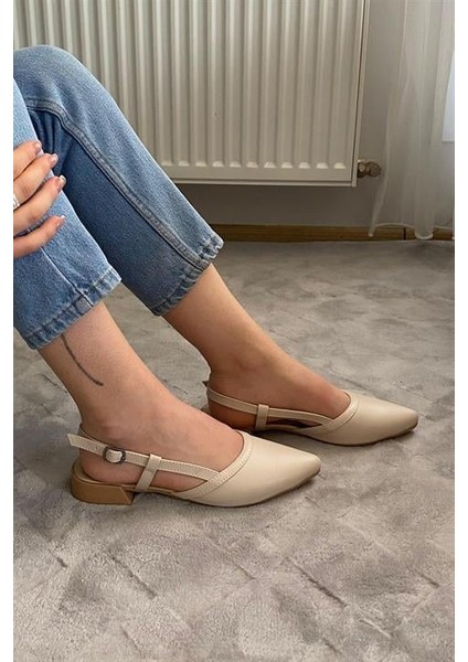 Kadın Bej Cilt Arkası Acık Sivri Burun Günlük Babet indirimleri