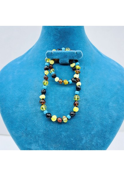 Firuze ve Orijinal Damla Kehribar Karışımı Bebek Kolye fiyatları