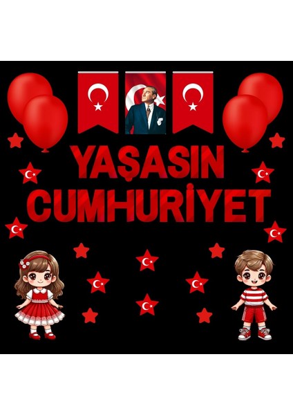 Yaşasın Cumhuriyet Okul Pano Süsü 02 modelleri