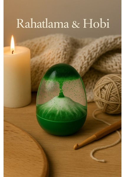 Volkan Patlaması Yeşil Kum Saati Ev Ofis Masa Üstü Hediyelik modelleri