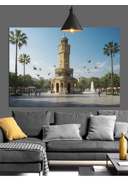 Izmir Saat Kulesi Manzarası Dekoratif Kanvas - Mdf Ahşap Tablo