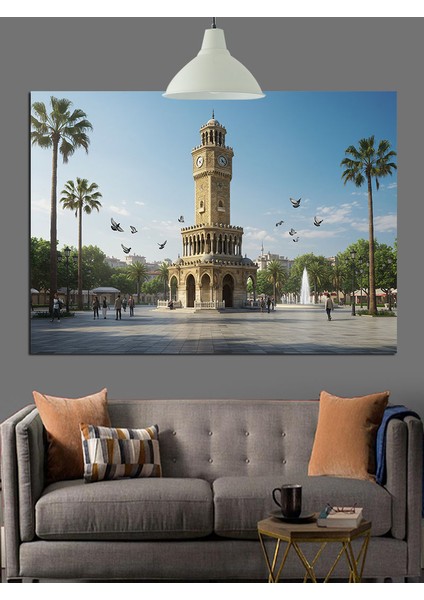 Izmir Saat Kulesi Manzarası Dekoratif Kanvas - Mdf Ahşap Tablo fiyatları