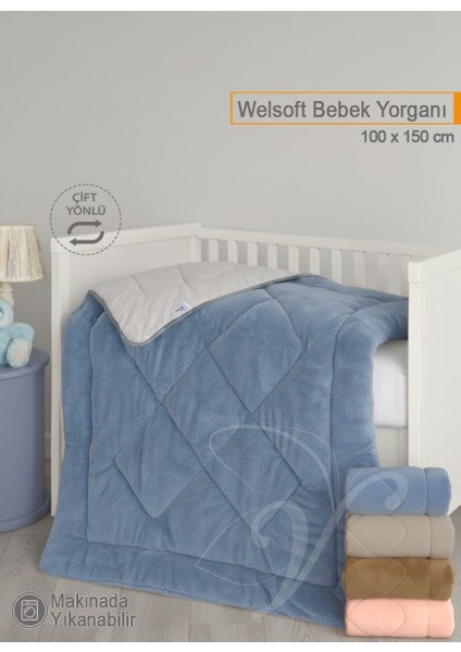 Lüks Welsoft Bebek Yorganı | 100X150 cm | Çift Taraflı Kullanım | Kuzu Tüyü Yumuşaklığı