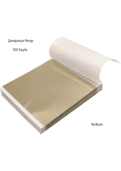 Şampanya Rengi Yaprak Varak, Şampanya Tırnak Süsü, Dekoratif, Epoksi REÇINE-9X9CM-100SAYFA