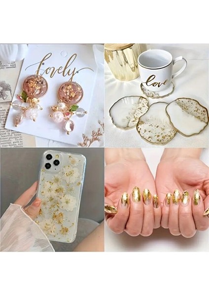 Şampanya Rengi Yaprak Varak, Şampanya Tırnak Süsü, Dekoratif, Epoksi REÇINE-9X9CM-100SAYFA fiyatları