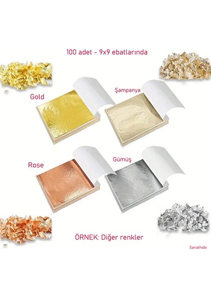 Şampanya Rengi Yaprak Varak, Şampanya Tırnak Süsü, Dekoratif, Epoksi REÇINE-9X9CM-100SAYFA fırsatları