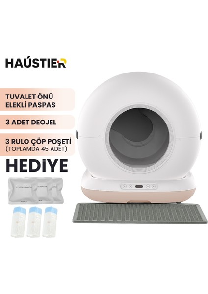 CB001 Akıllı Otomatik Kedi Tuvaleti, APP ile Kontrol, 75lt İç Hazne, 7lt Çöp Haznesi fiyatları