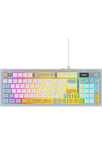 Everest Kb-79 Sılent Pro Mavi/beyaz/sarı Sessiz Rgb Q Membrane Oyuncu Klavyesi