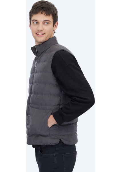 Gri Regular Fit Dik Yaka Casual Dokuma Spor Yelek modelleri