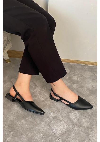 Kadın Siyah Cilt Arkası Acık Sivri Burun Günlük Babet fiyatları