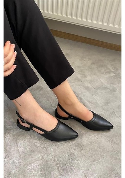 Kadın Siyah Cilt Arkası Acık Sivri Burun Günlük Babet indirimleri