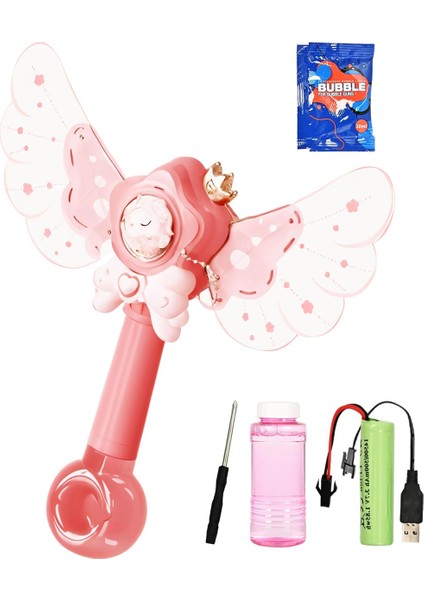 Unicorn Asa Şeklinde Baloncuk Tabancası Şarjlı Işıklı Oyuncak Köpük Makinesi