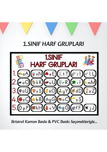 1.sınıf Harf Grupları Panosu Asılabilir modelleri