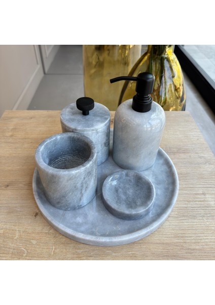 Gri Mermer Siyah Aparatlı Beşli Banyo Seti , Gri Mermer Banyo Seti fiyatları