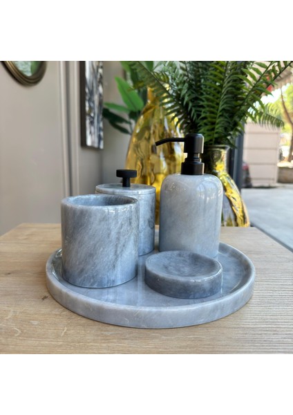 Gri Mermer Siyah Aparatlı Beşli Banyo Seti , Gri Mermer Banyo Seti modelleri