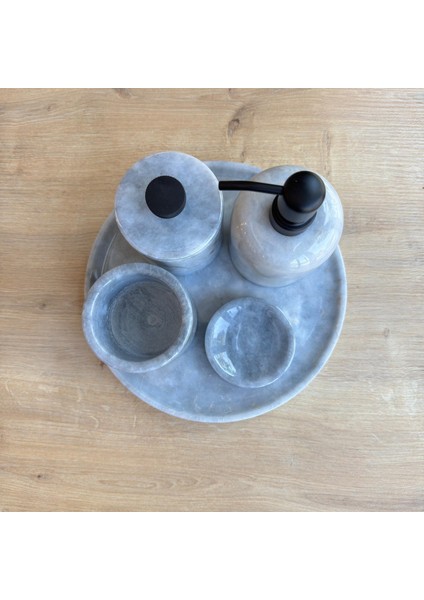 Gri Mermer Siyah Aparatlı Beşli Banyo Seti , Gri Mermer Banyo Seti fırsatları