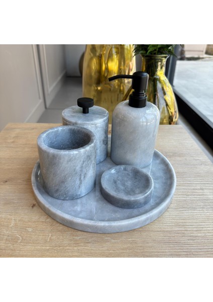 Gri Mermer Siyah Aparatlı Beşli Banyo Seti , Gri Mermer Banyo Seti indirimleri