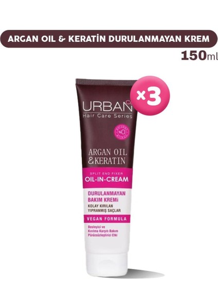 Care Argan Oil & Keratin Durulanmayan Bakım Kremi 150 ml 3 Adet