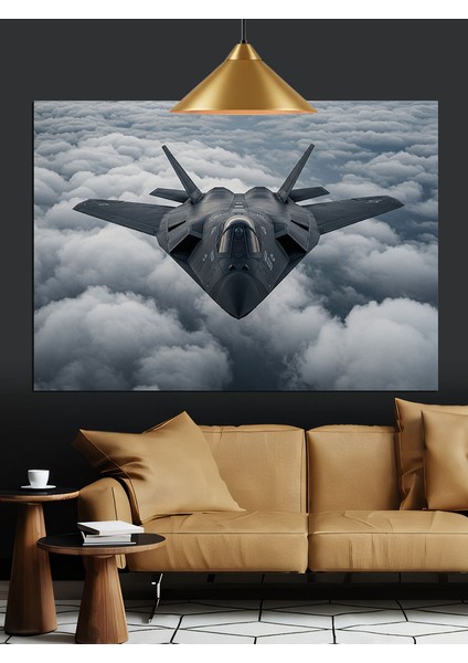 Gökyüzünde Askeri Jet Uçağı Dekoratif Kanvas - Mdf Ahşap Tablo modelleri