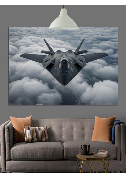 Gökyüzünde Askeri Jet Uçağı Dekoratif Kanvas - Mdf Ahşap Tablo indirimleri
