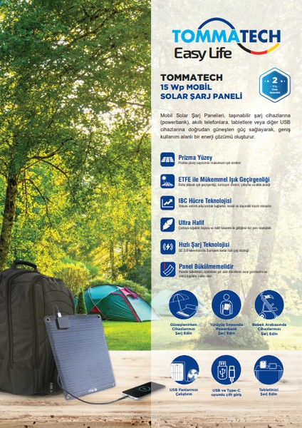 15 Wp Mobil Solar Şarj Paneli