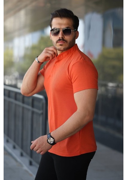 Erkek Hakim Yaka Dokuma Pamuklu Kumaş Kısa Kollu Tişört fiyatları